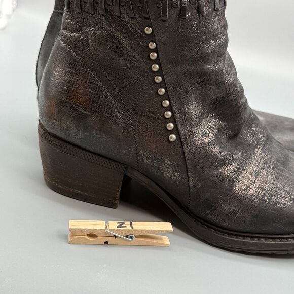 A.S.98 Airstep Womens 9.5 - 10 Metallic Gold Black Zip Bootie Boot Retro Vintage - Picture 12 of 12